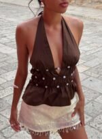 Movies End Halter Top Brown - Image 8
