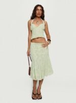 Aspyn Embroidered Midi Skirt Sage Green - Image 8