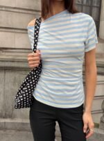 Emlynn Off Shoulder Top Blue Stripe - Image 9