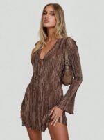 Malop Long Sleeve Mini Dress Chocolate - Image 8