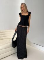 Ford Maxi Skirt Onyx Polka Dot - Image 9