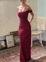 Azura Off The Shoulder Maxi Dress Burgundy - Image 14
