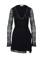 Airabella Long Sleeve Lace Mini Dress Black - Image 5