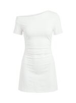 Avriana Off Shoulder T-Shirt Mini Dress White - Image 10