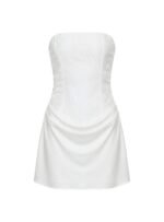 Jenevieve Strapless Drape Mini Dress White - Image 8