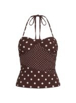Marguerite Halter Top Brown Polka - Image 12