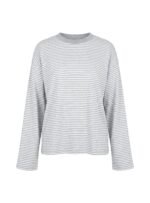 Settle Down Long Sleeve Top Grey / White Stripe - Image 10