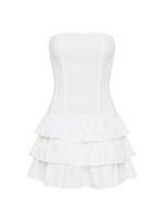 Valentia Tiered Mini Dress White - Image 8