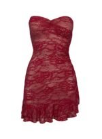 Hailees Lace Strapless Mini Dress Red - Image 7
