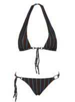 Janessa Hardware Halter Bikini Top Brown / Blue Stripe - Image 5