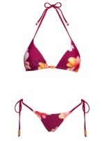 Maki Beaded Tie Side Bikini Bottoms Burgundy Floral - Image 5