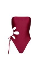 Kosaia Keyhole Tie Side One Piece Burgundy - Image 5