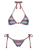 Mikaya Beaded Triangle Bikini Top Blue / Brown Stripe - Image 5