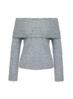 Snowie Off Shoulder Knit Jumper Grey - Image 5