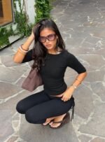 Elaia 3/4 Sleeve Top Black - Image 12