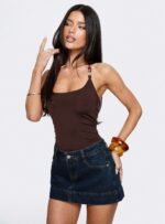 Warna Low Rise Denim Mini Skirt Dark Wash - Image 7