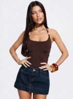 Warna Low Rise Denim Mini Skirt Dark Wash - Image 8